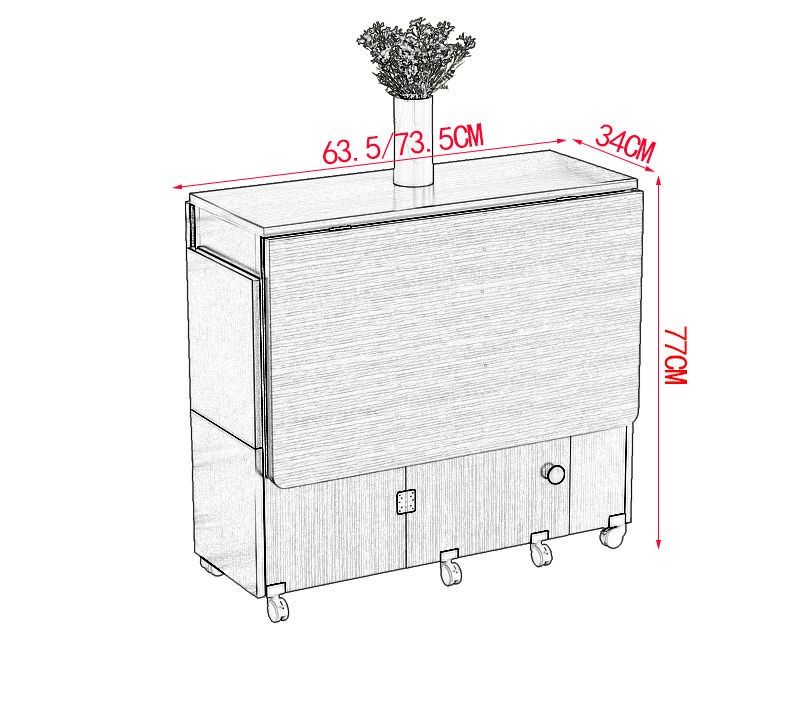 Folding dining table household small-sized movable rectangular dining ...
