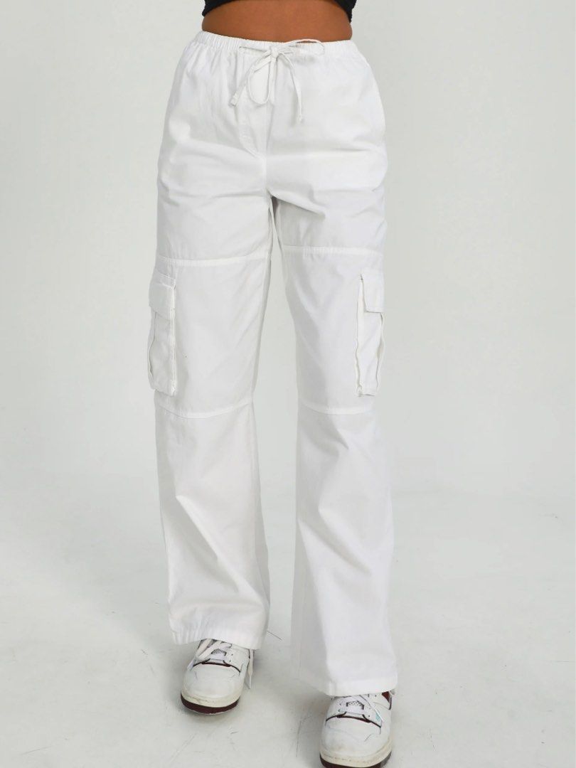 Glassons White Wide Leg Cargo Pants, Women's Fashion, Bottoms, Other ...