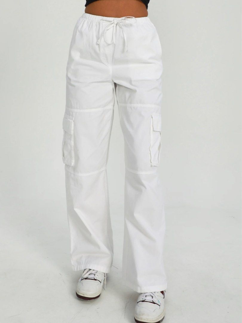Glassons White Wide Leg Cargo Pants
