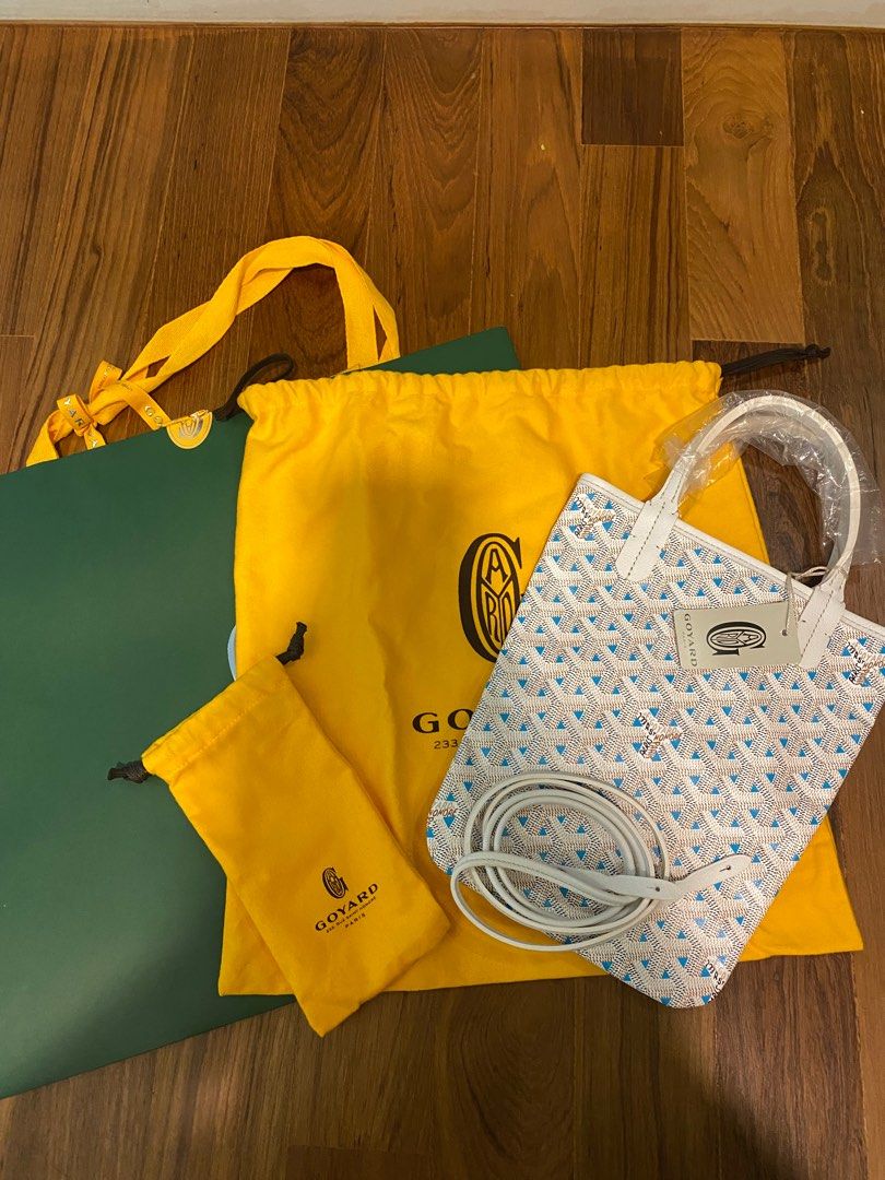 Goyard White and Blue Goyardine Canvas & Chevroches Calfskin Poitiers -  BOPF