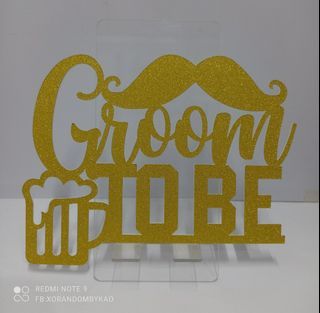 Groom to Be Cake Topper Glitter Gold Cardstock