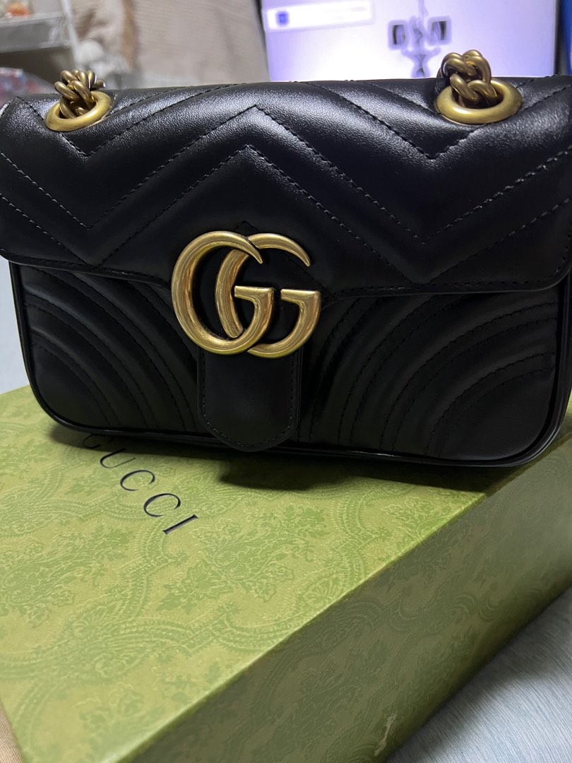 Gg marmont matelassé new arrivals mini bag black
