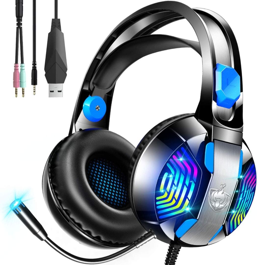 H00017 PS4 Gaming Headset PS5 Gaming Headphones Wired Headphones Heavy Bass High Sound Quality Headphones with Microphone
