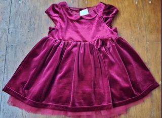 H&M 6 to 9 Months Red Velvet Party Dress