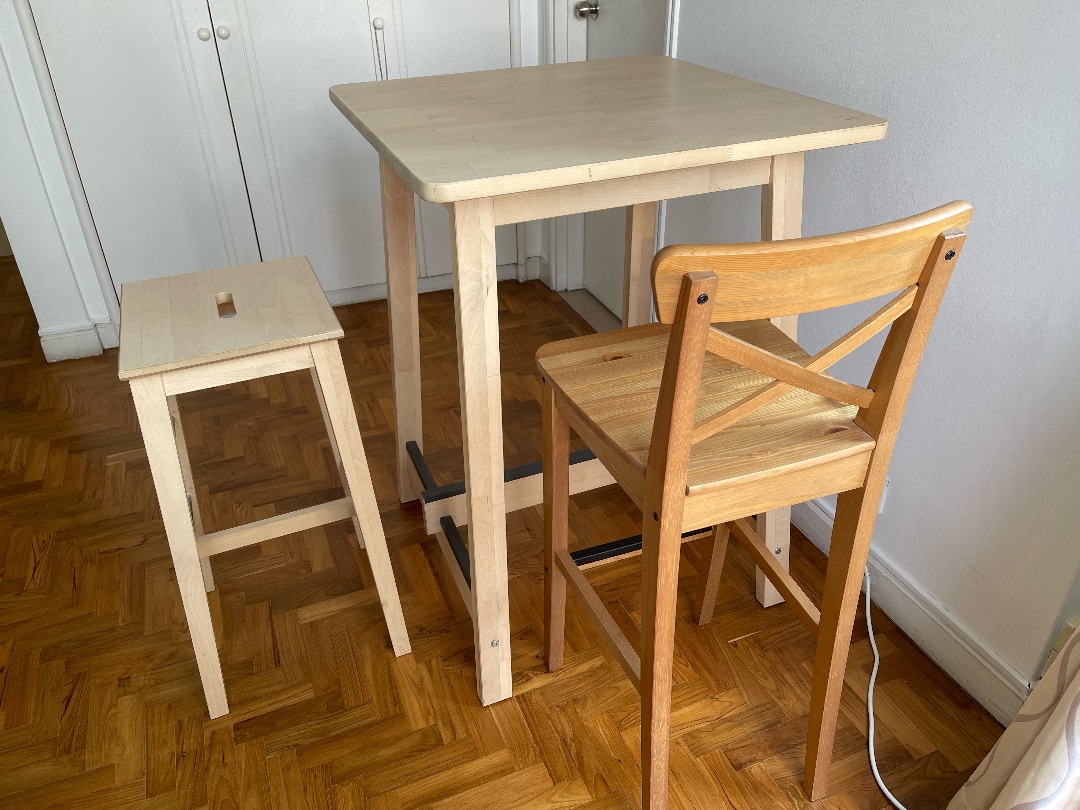 Ikea Bar Table and 2 Bar Chairs, Furniture & Home Living, Furniture