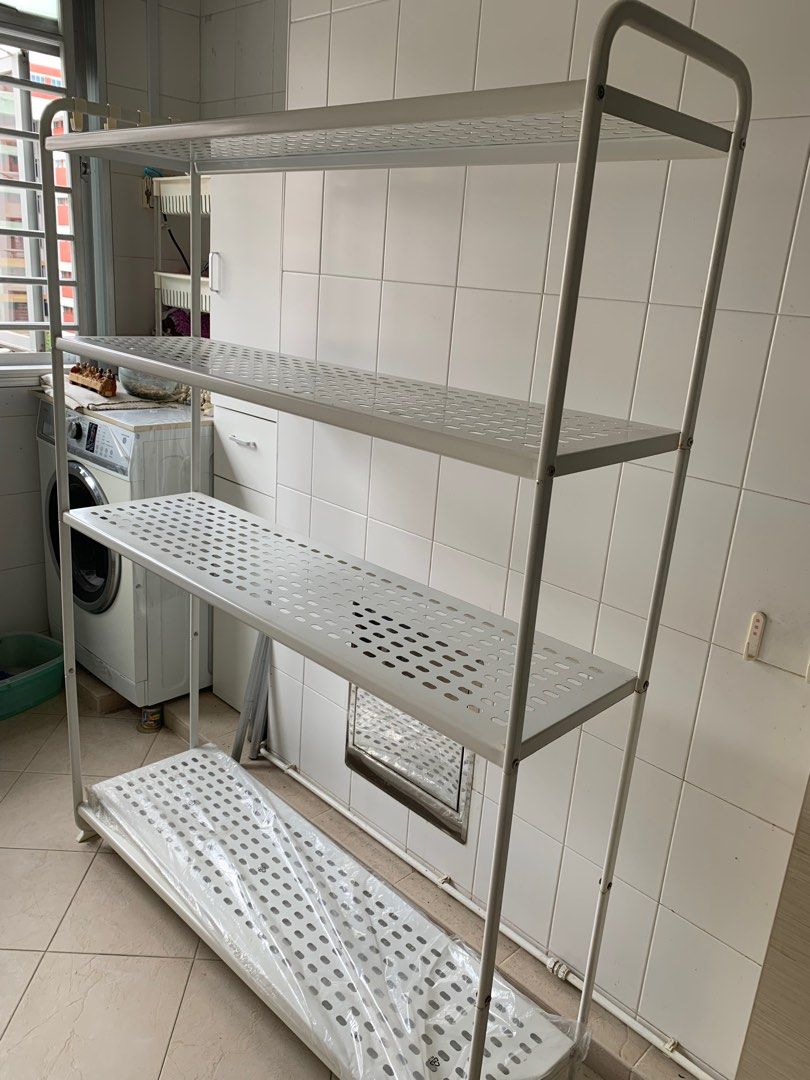 IKEA Mulig Shelving Unit 5 Stain Resistant Shelves with Hooks