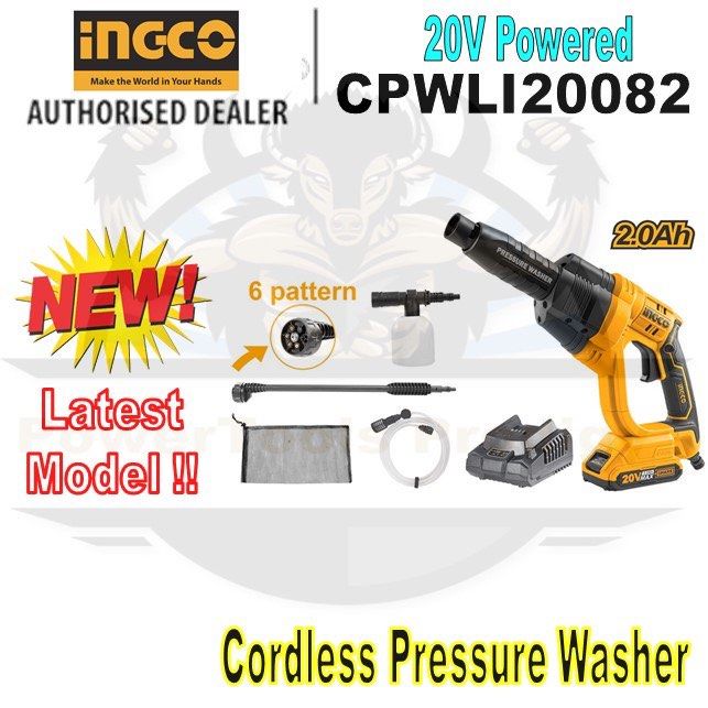 INGCO CPWLI20082 CORDLESS HIGH PRESSURE WASHER 20V HIGH PRESSURE CLEANER Furniture Home Living Home Improvement Organisation Home Improvement Tools Accessories on Carousell