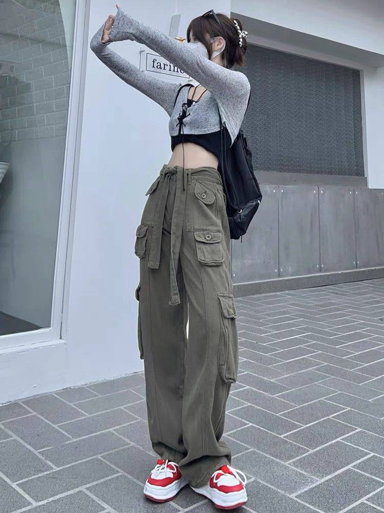 Instock Cargo army green long pants women's korean hiphop streetstyle,  Women's Fashion, Bottoms, Jeans & Leggings on Carousell