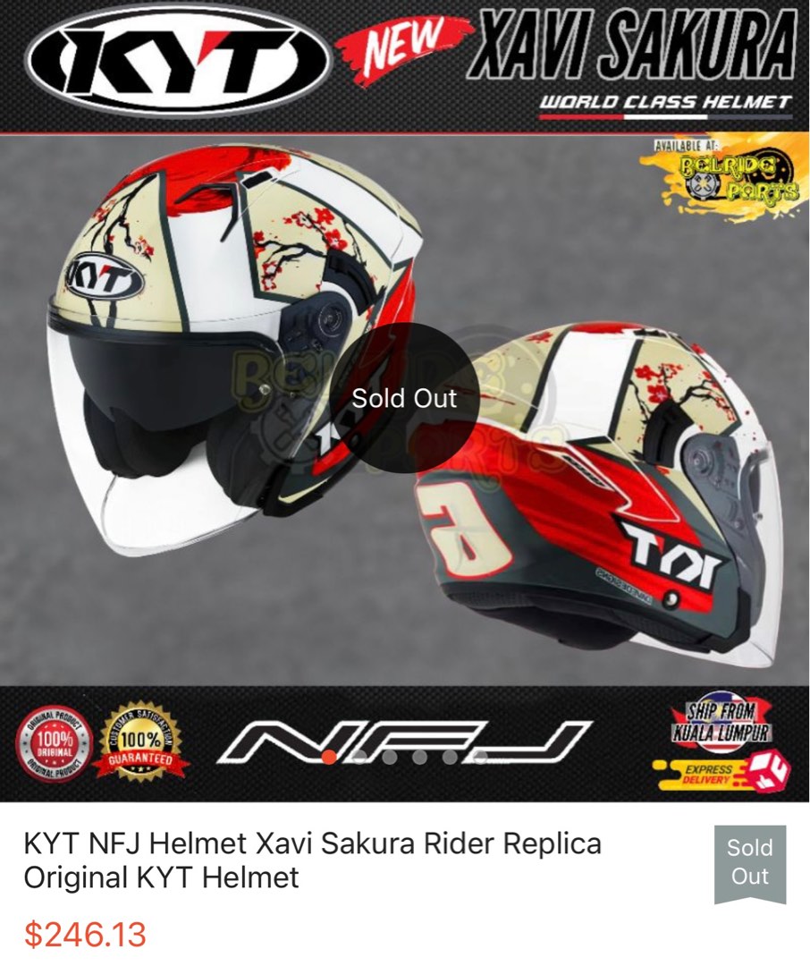 KYT NFJ Helmet Xavi Sakura Rider Replica Original KYT Helmet PSB LTA