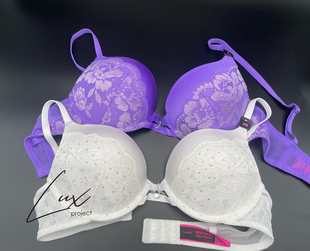 New Victoria's Secret Sexy Tee Push Up Lace Bra Lilac Chiffon 36 C