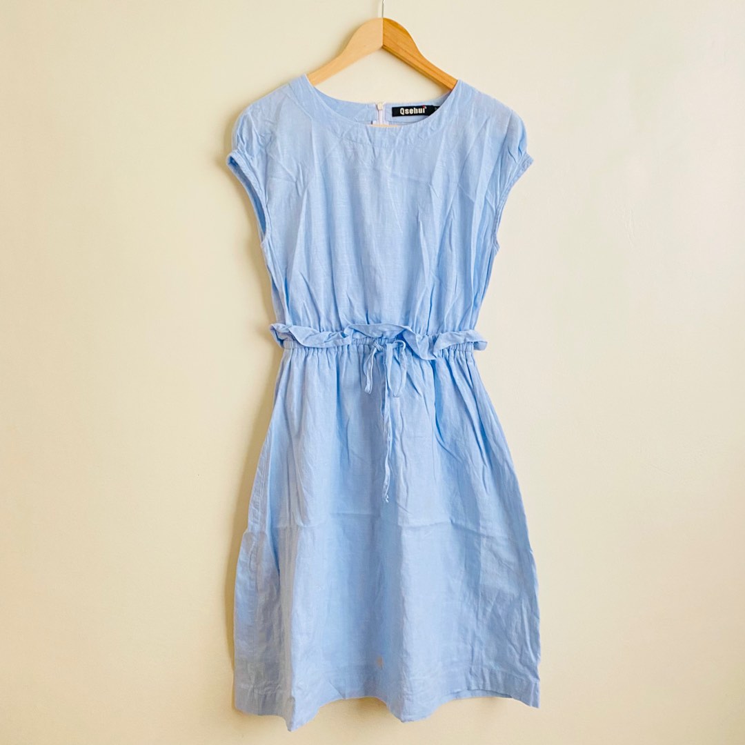 Double-Breasted Linen Dress Blue main image 0