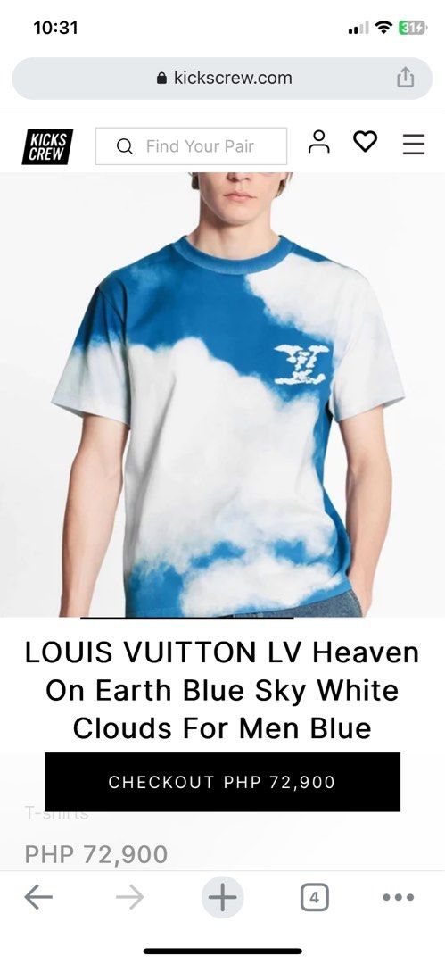 LOUIS VUITTON Cloud Logo T-Shirt XL Blue Authentic Men Used from