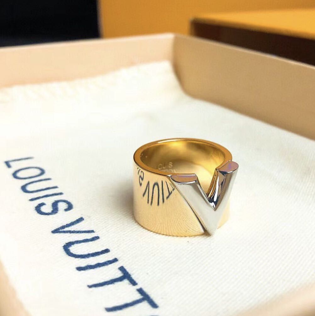 Louis Vuitton Iconic V Ring In Gold - Size M. Small - Depop