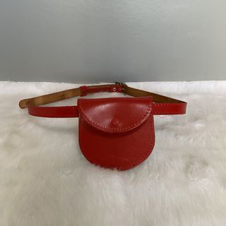 Made in England Red Genuine Leather Size 30 Waist Bag Belt Bag