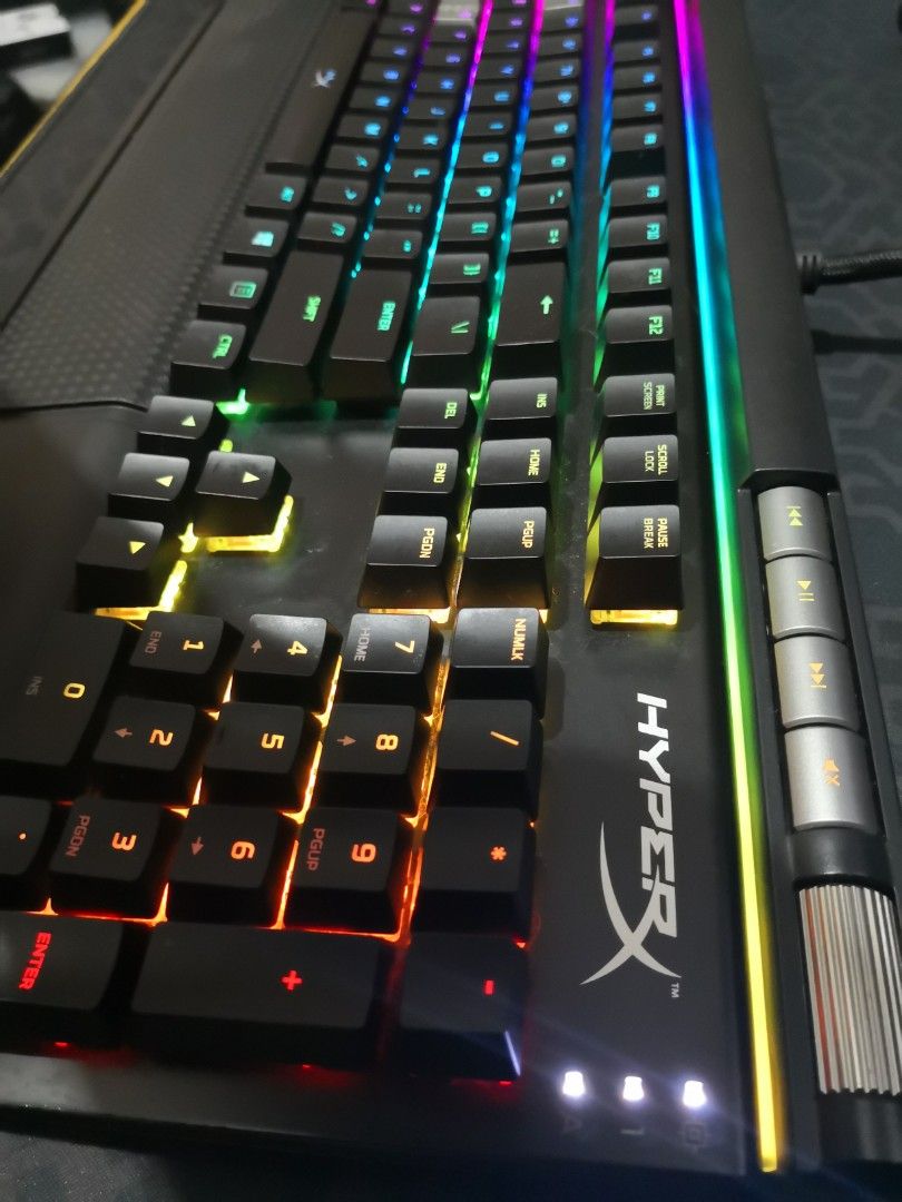 HyperX Alloy Elite Mechanical Gaming Keyboard RGB (Category: Computer Keyboard) located in Pasig City. Submitted by coachleee (Listing ID 1220498977, Image 1). Description: Hyper X Alloy Elite RGB Matibay, Mabigat hindi cheap materials gaya ng mga mechanical ngayon Programmable Lighting may madodownload din na custom files May sariling software Aesthetically pleasing Bagay sa mga gamers or graphic artist kasi full scale at naka mx red cherry keys