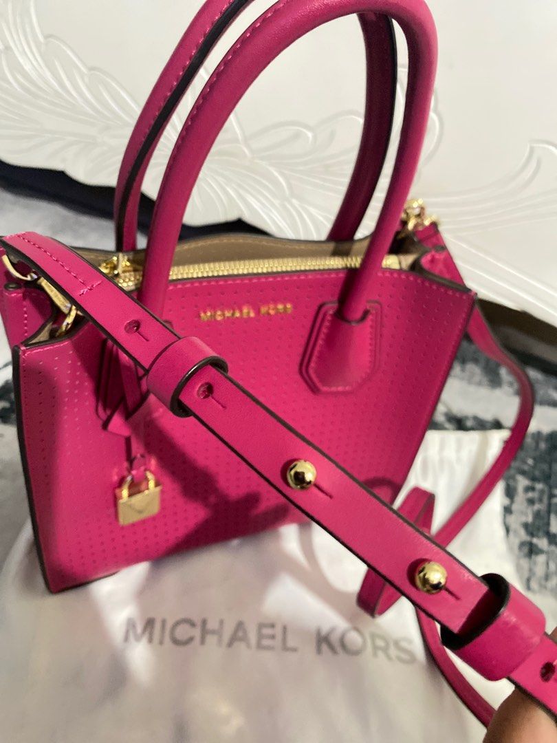 Michael Kors Mercer Small Hot Pink, Luxury, Bags & Wallets on Carousell
