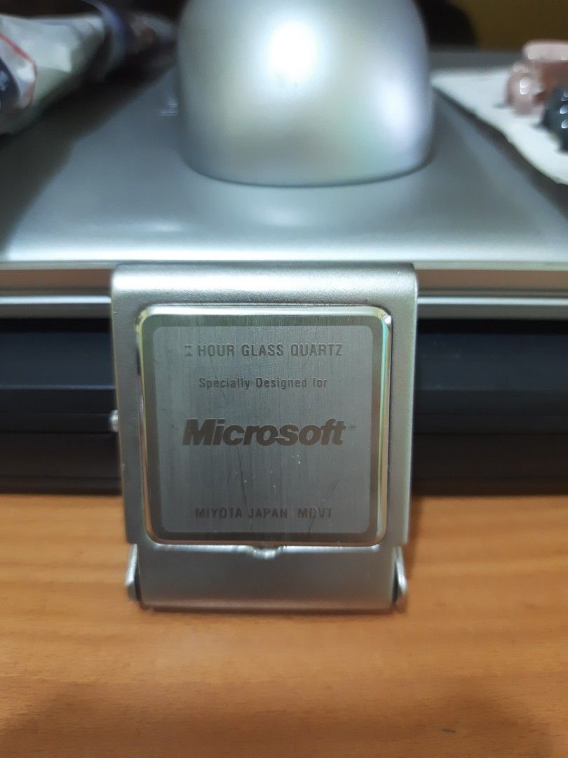 Microsoft Sql Server 2005 standing clock (Category: Vintage Collectibles) located in Singapore. Submitted by leye788 (Listing ID 1220338944, Image 2). Description: This is a rare collectible since 2005! To commemorate Microsoft Sql Server 2005 - X HOUR GLASS QUARTZ Specially designed for MICROSOFT with MIYOTA JAPAN MOVT. Just need to replace battery and it will work. No meet up necessary. Item will be mailed by registered mail (inclusive). Messag