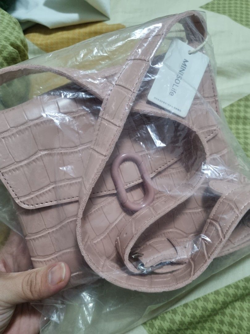 Miniso Stone Pattern Cross Body Bag (Pink) on Carousell