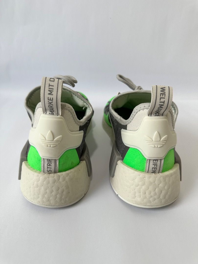 NMD R1 (Crystal White / Grey Three / Screaming Green), Men's Fashion,  Footwear, Sneakers on Carousell
