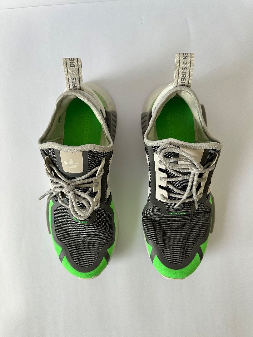 NMD R1 (Crystal White / Grey Three / Screaming Green), Men's Fashion,  Footwear, Sneakers on Carousell
