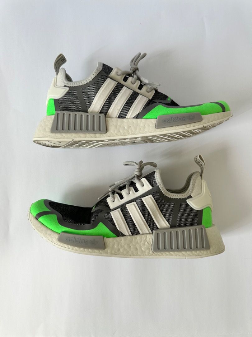 NMD R1 (Crystal White / Grey Three / Screaming Green), Men's Fashion,  Footwear, Sneakers on Carousell