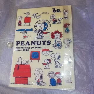 Original Beige 1960's Peanuts Snoopy 70th Anniversary A4 Size Clear File with 5 Dividers