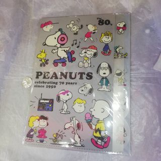 Original Grey 1980's Peanuts Snoopy 70th Anniversary A4 Size Clear File with 5 Dividers