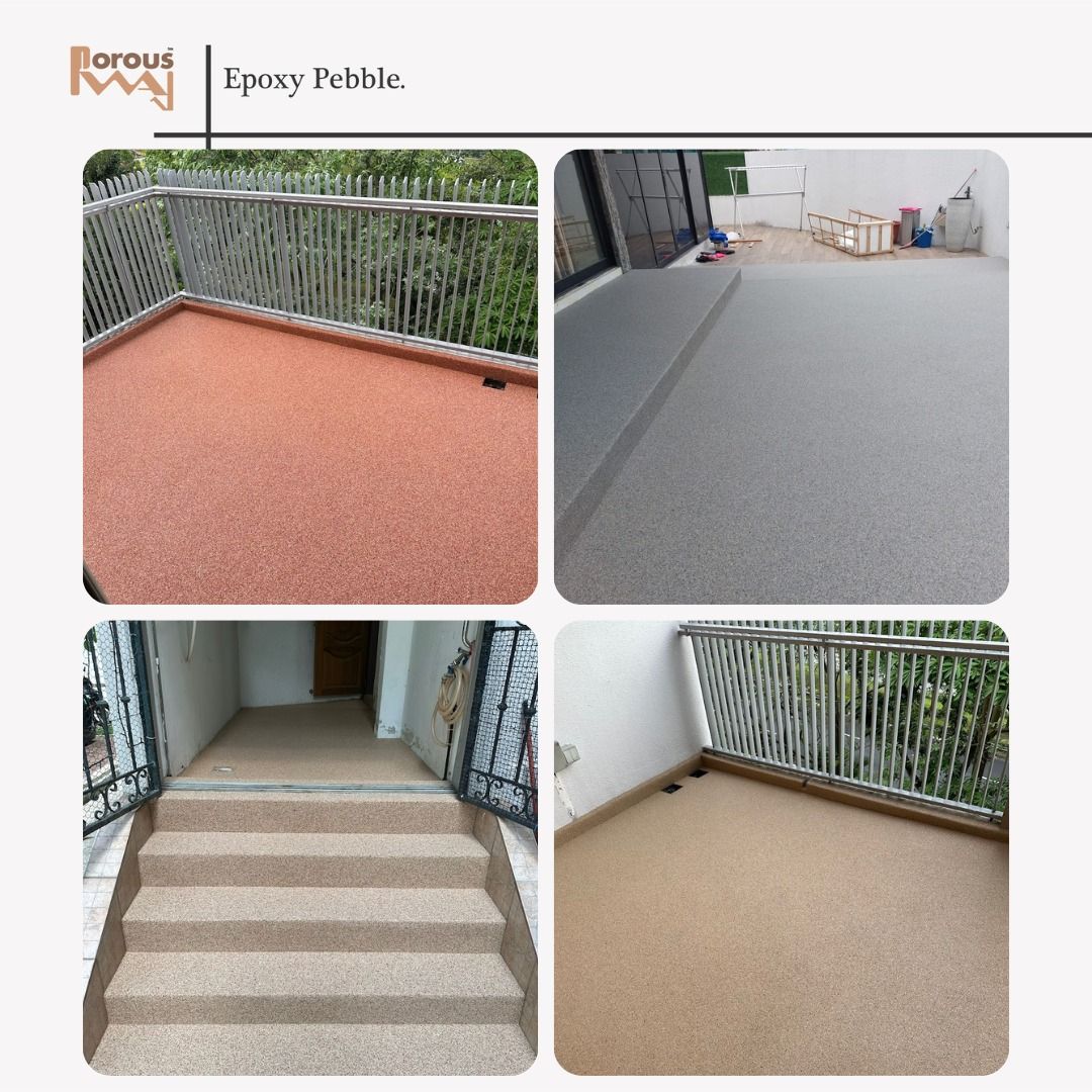 Outdoor floor overlay Epoxy pebbles No hacking HDB Condo Landed