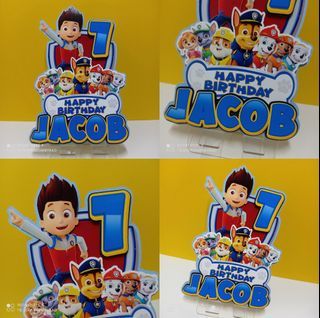 Paw Patrol Cake Topper Happy 7th Birthday Jacob Made to Order Layered Cake Topper