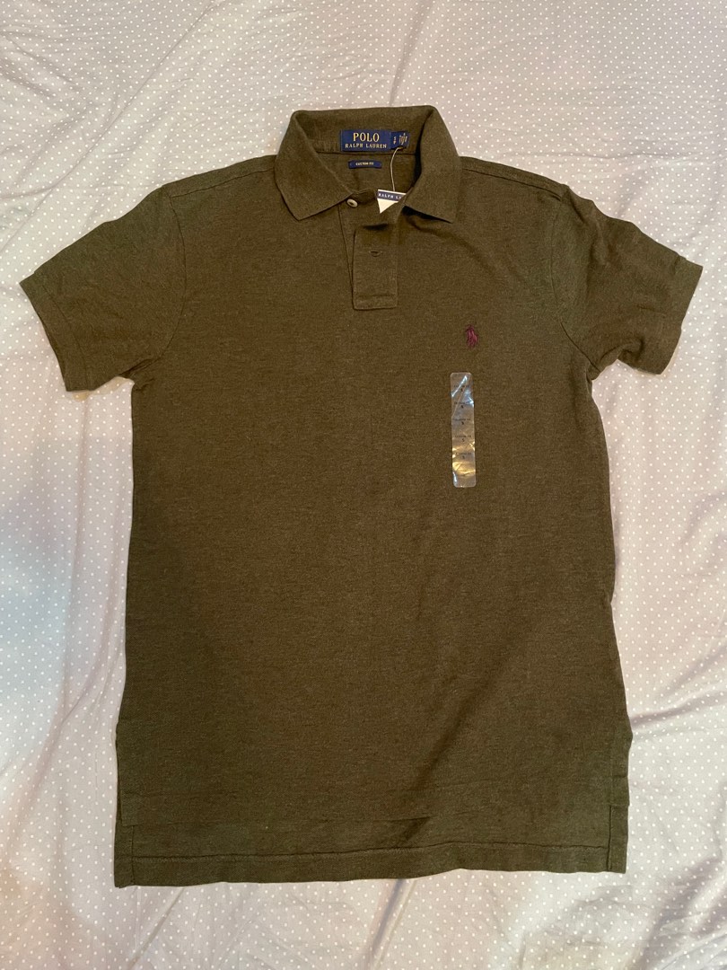 POLO RALPH LAUREN Olive Green Custom Fit Cotton Pique Polo Shirt (S), Men's  Fashion, Tops & Sets, Tshirts & Polo Shirts on Carousell