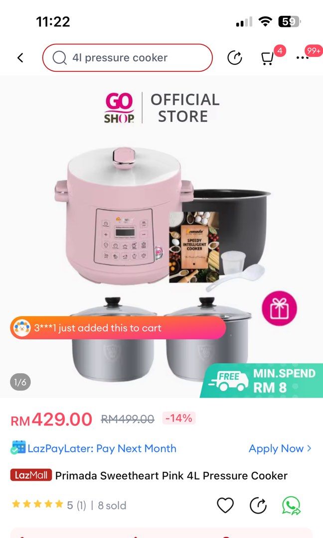 Primada 4L Pressure Cooker Multicooker
