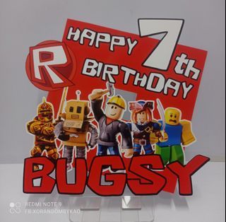 Printed Cake Topper Roblox Single layer Photos paper Happy 7th Birthday