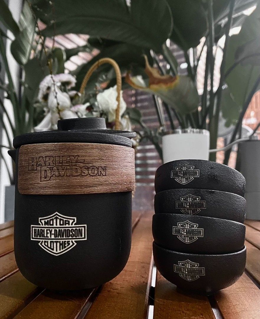 RARE Authentic Harley Davidson motorcycle style tea set set teh ala
