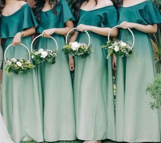 Sage green ombre bridesmaid wedding abay long gown