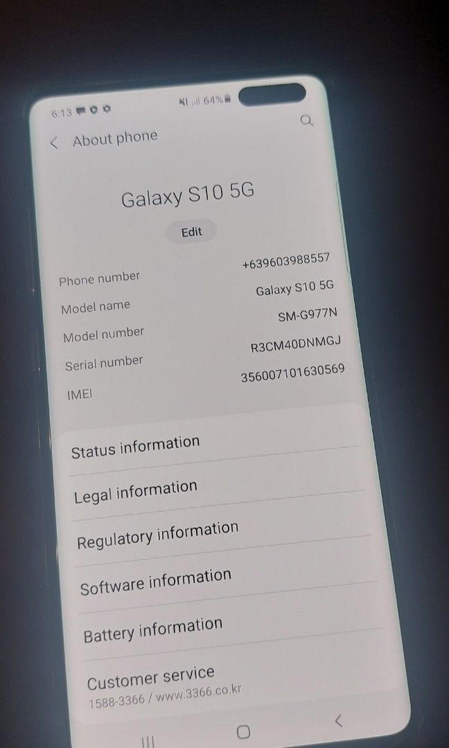 Samsung s10 5g korean version 100% orig (Category: Samsung) located in Paranaque City. Submitted by jeremysecr19192 (Listing ID 1220431117, Image 2). Description: Rush sale!!! 10,500 pesos na lang. Samsung S10 5g 256rom/8gbram Edge design Single sim Mas mataas sa local ntc brand Unit,case and cord only Issue: may 1 dents lng sa side good lahat yan!!! Meet up Tambo,baclaran paranaque.