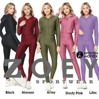 Setelan senam tangan panjang ZOEY SET baju olahraga wanita sport legging celana zumba hoodie jaket