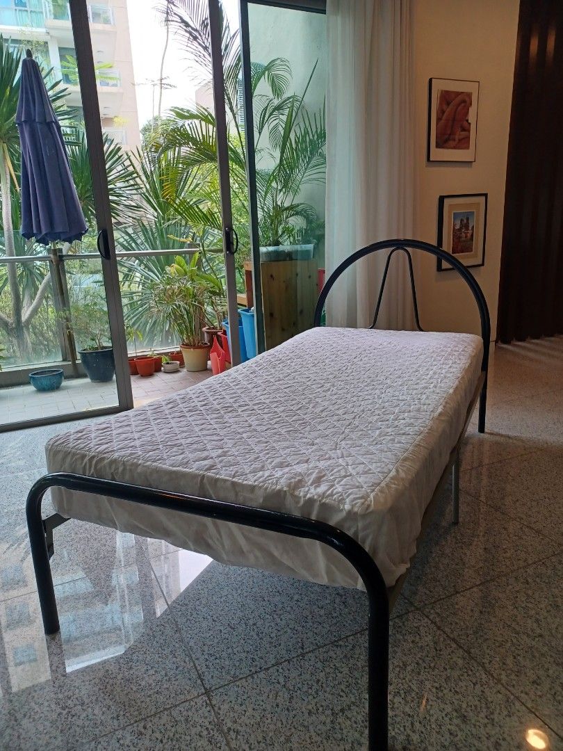 Single foldup bed, mattress included, Furniture & Home Living