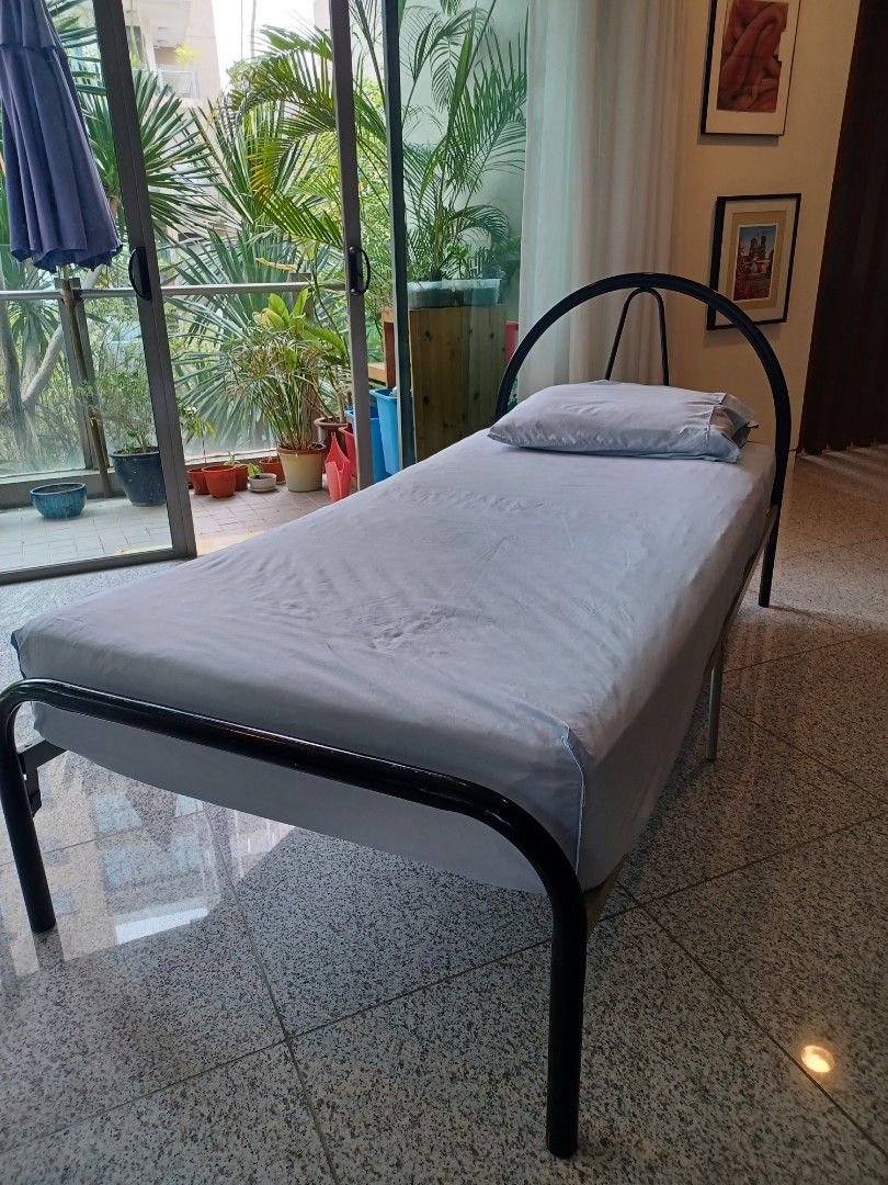 Single foldup bed, mattress included, Furniture & Home Living