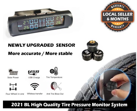 Solar TPMS Car Tyre Tire Pressure Alarm Monitor System Display Wireless ...