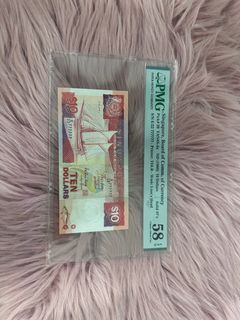 Solid#7 / Singapore $10 Ship Notes / PMG 58