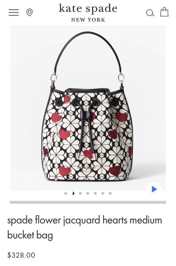 Spade Flower Jacquard Hearts Medium Bucket Bag