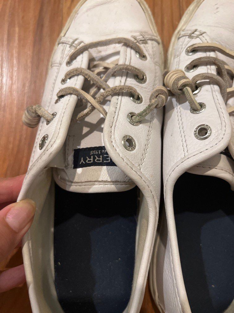 sperry white slip ons