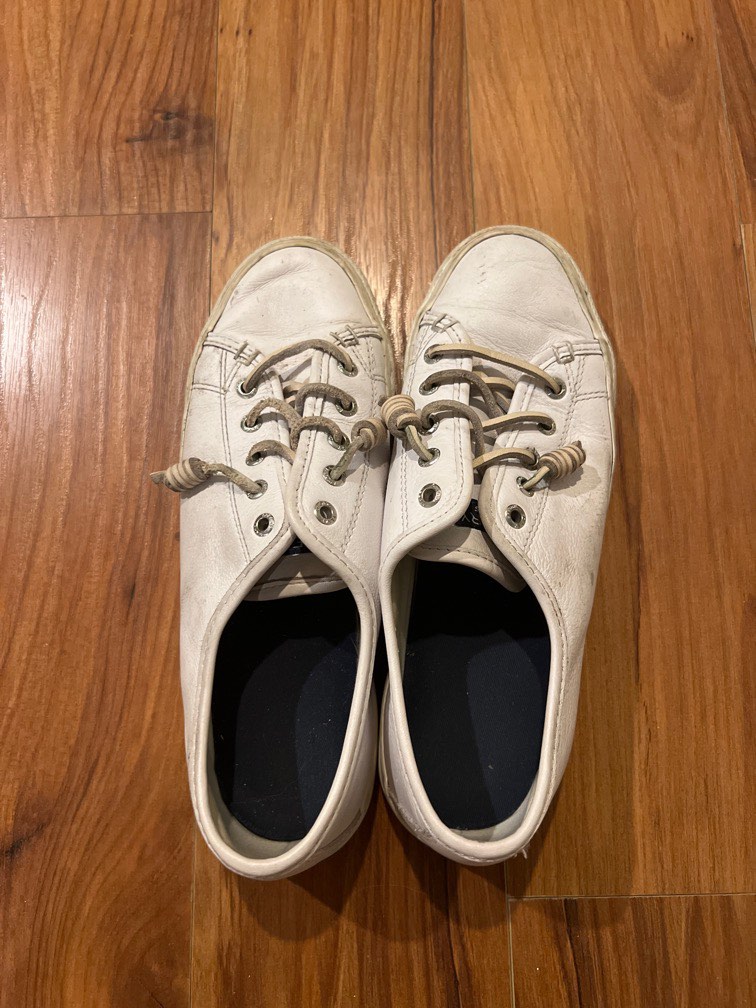 sperry white slip ons