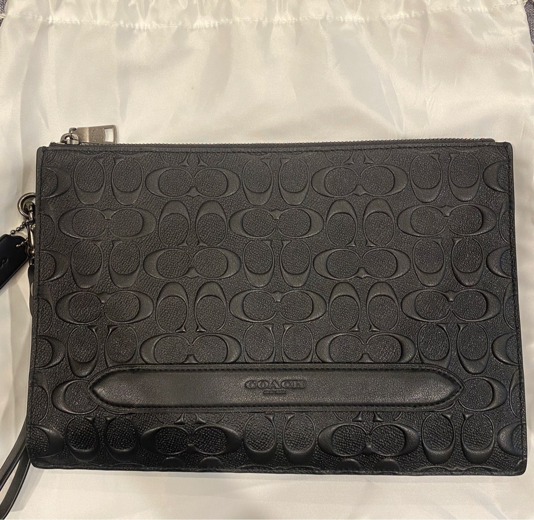 Coach structured pouch in signature leather online