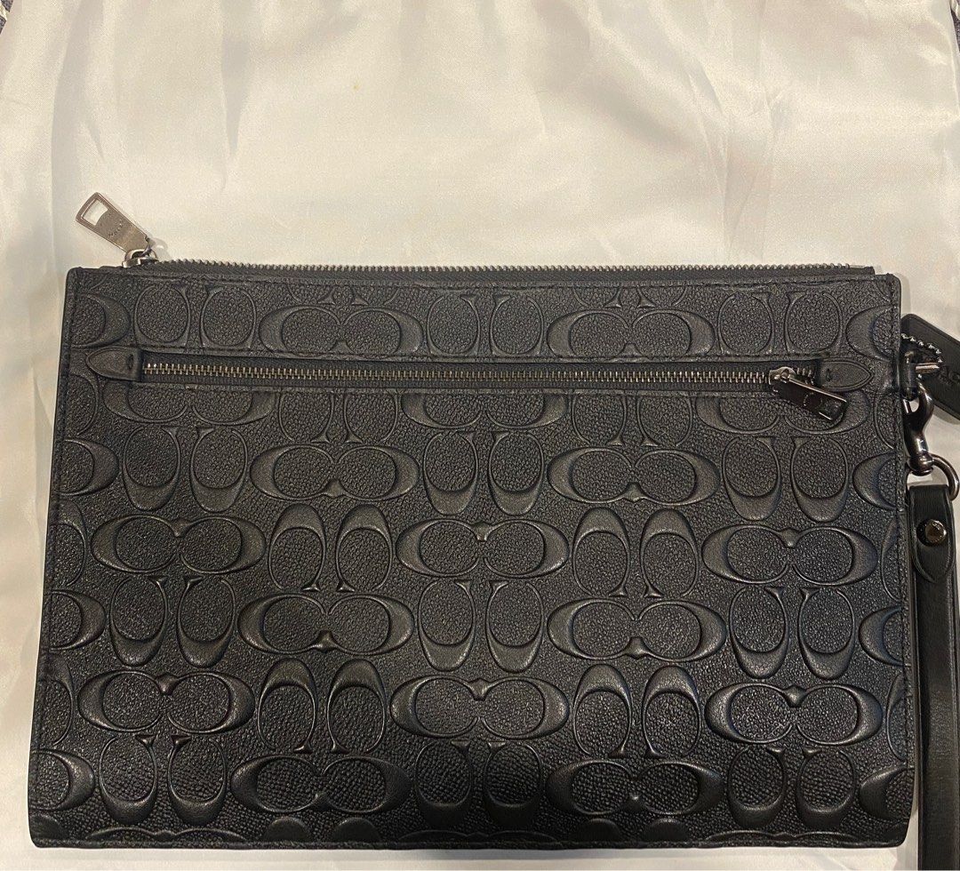 Coach structured pouch sales in signature leather