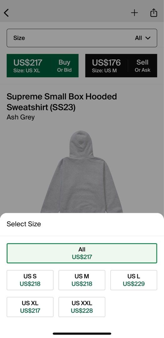 Supreme hoodie shop size small