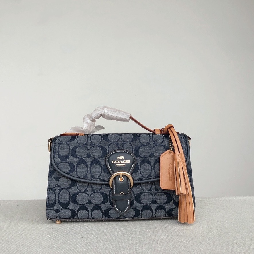 tas coach kleo top handle bag in signature tassel, Fesyen Wanita, Tas