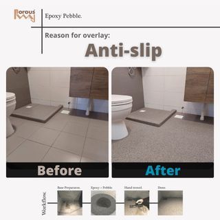 Toilet flooring overlay (Epoxy Pebble / Flake) | Toilet renovation | BTO HDB Condo toilet reno | Affordable price