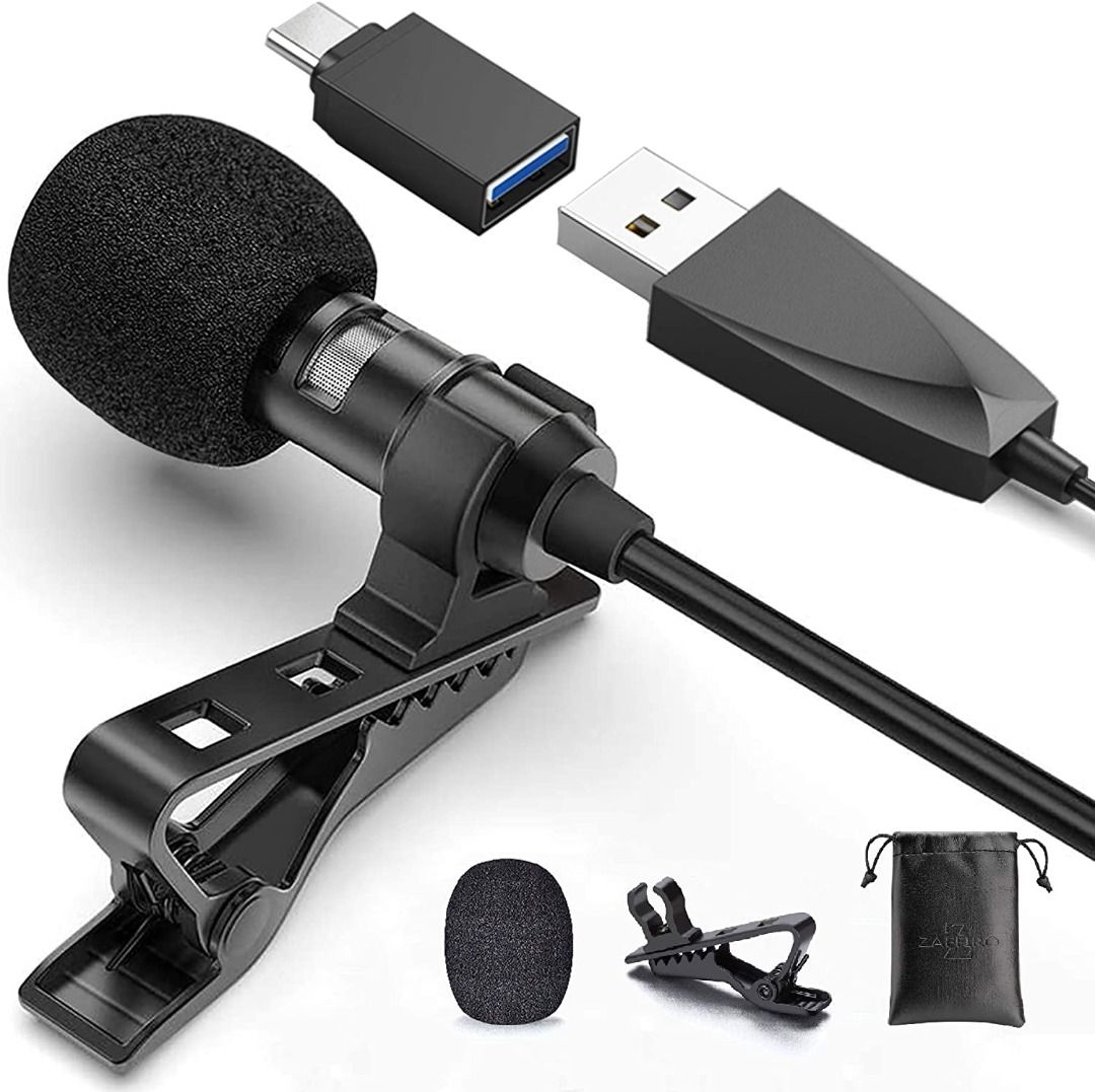 Clip-on Lapel Mini Lavalier Mic Microphone 3.5mm Adapter For Phone PC  Recording