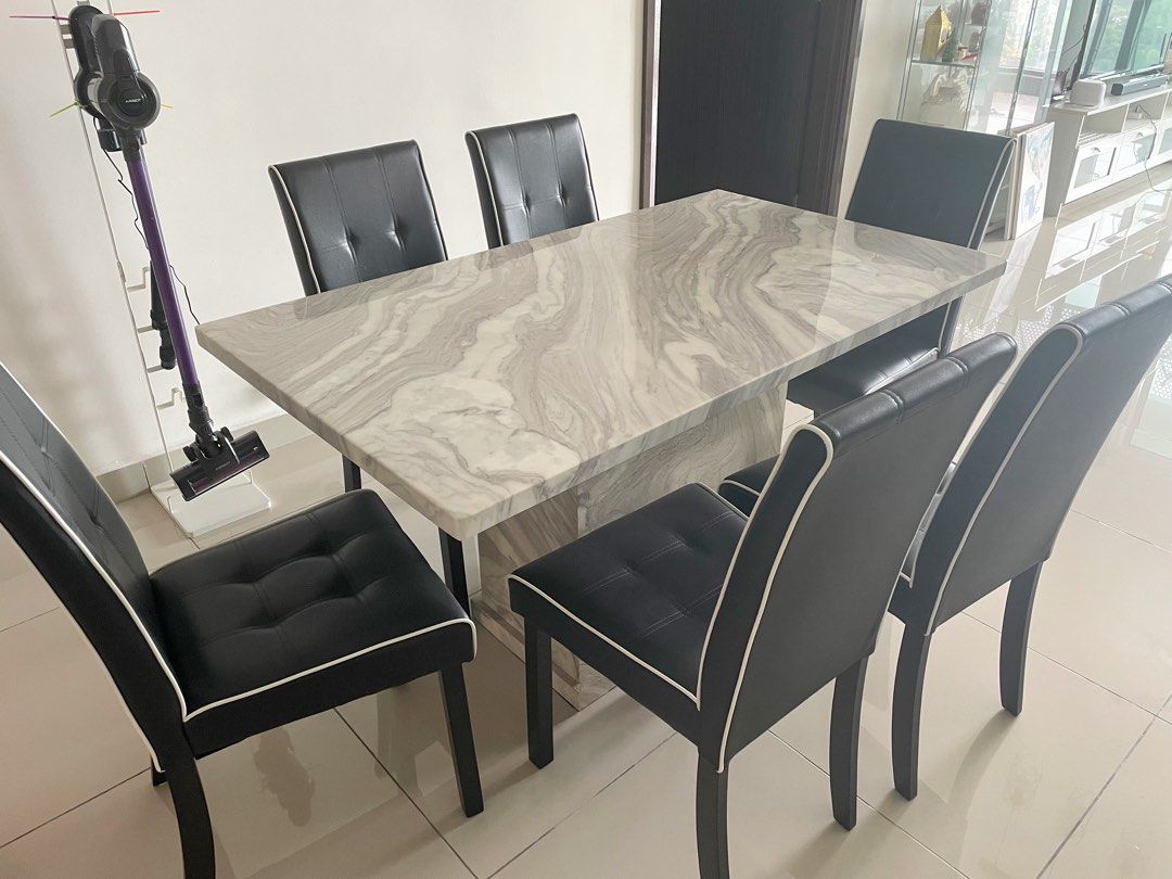 USED Marble dining table 6 seater, Furniture & Home Living, Furniture